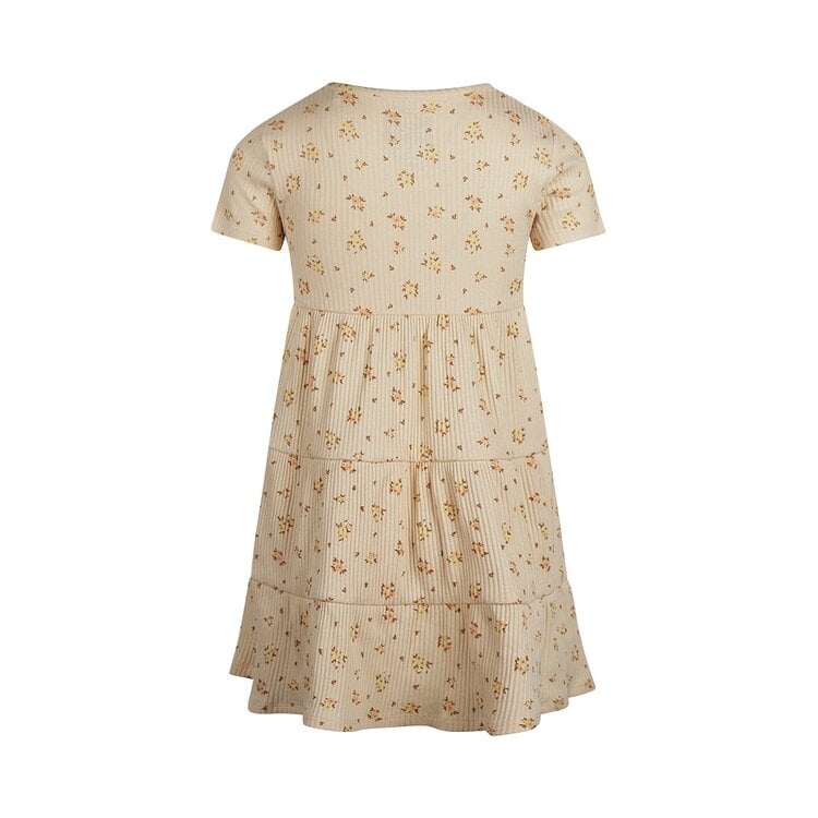 Koko Noko Koko Noko Meisjes Jurk Beige Geel Perzikroze Bloemen Rib