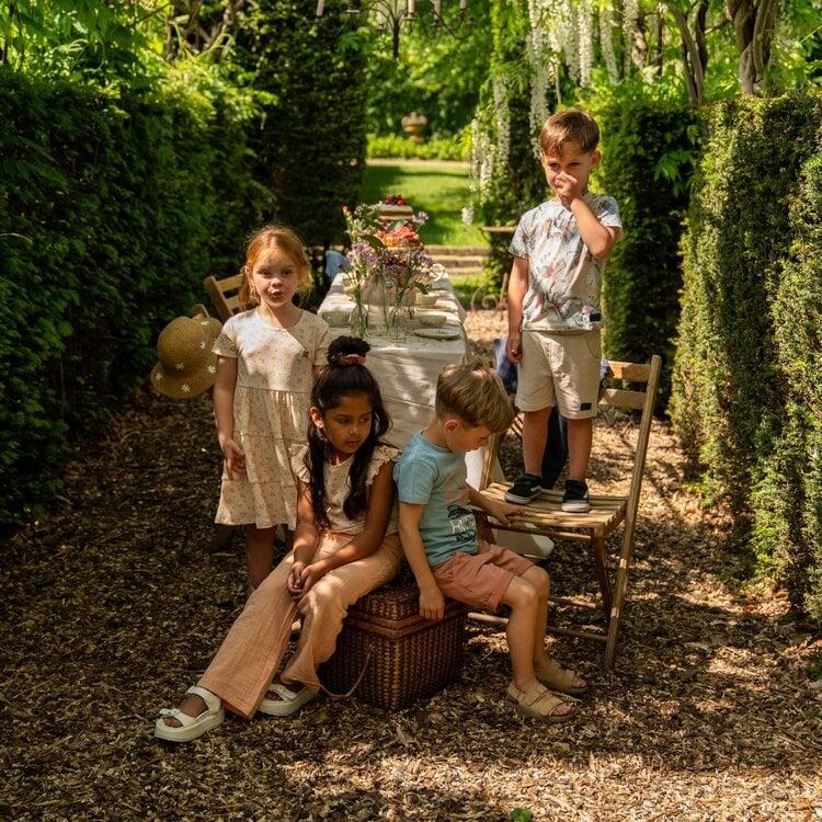 Koko Noko Koko Noko Meisjes Jurk Beige Geel Perzikroze Bloemen Rib