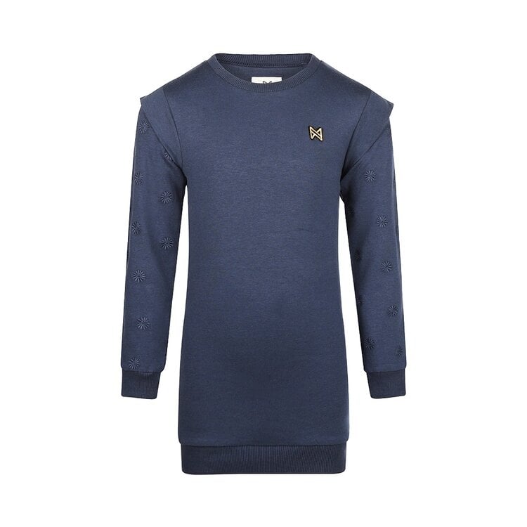 koko noko Koko Noko meisjes jurk donkerblauw geborduurde mouwen