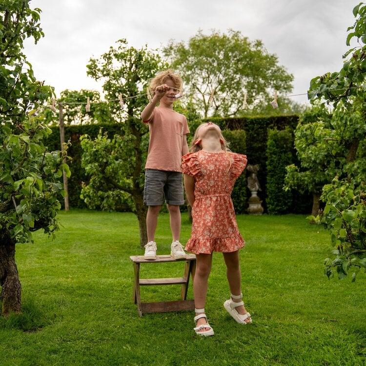 Koko Noko Koko Noko Meisjes Jurk Zachtoranje Bloemetjes Ruffles