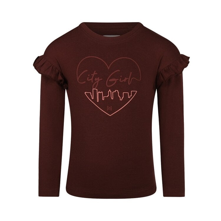 koko noko Koko Noko meisjes longsleeve bordeauxrood ruffles