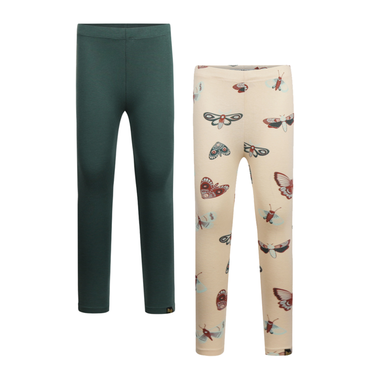 koko noko Koko Noko meisjes set 2 leggings groen off white vlinders