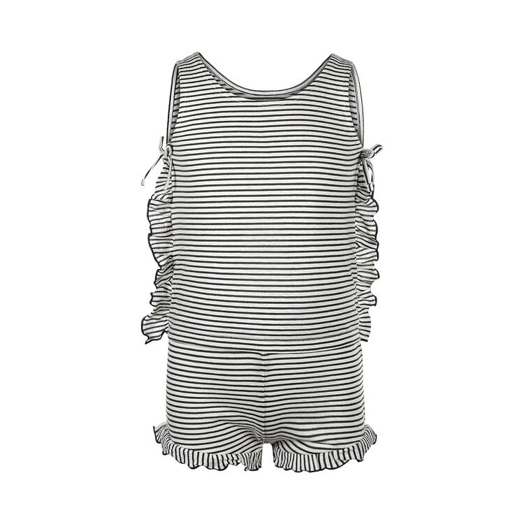 koko noko Koko Noko meisjes set top shorts donkerblauw gestreept