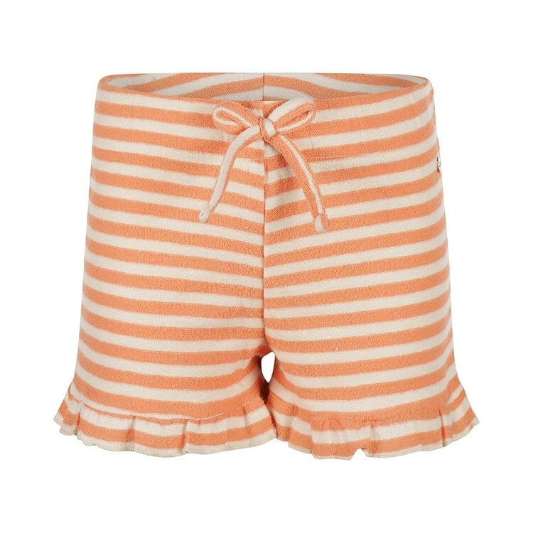 koko noko Koko Noko meisjes shorts oranje off white gestreept badstof