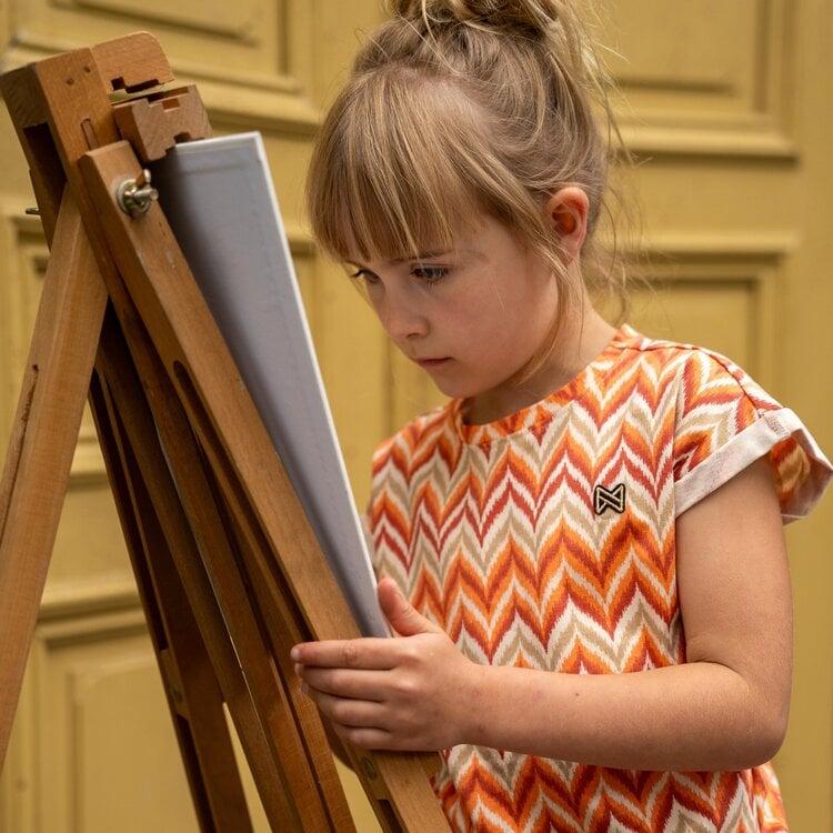 Koko Noko Koko Noko Meisjes T-shirt Oranje Beige Off White