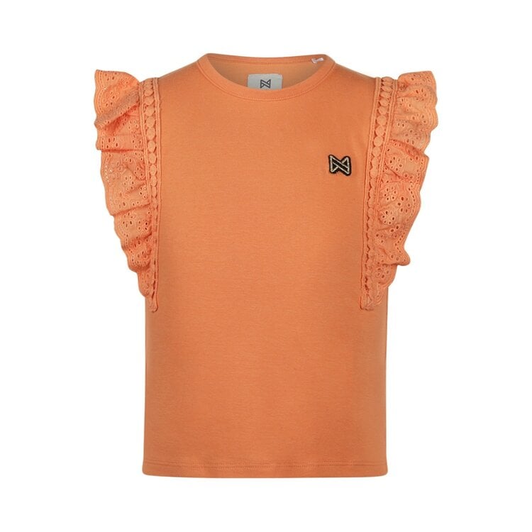 koko noko Koko Noko meisjes T-shirt oranje ruffles broderie