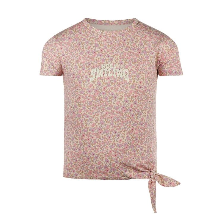 koko noko Koko Noko meisjes T-shirt roze bloemetjes strik
