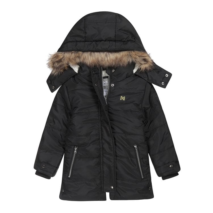 koko noko Koko Noko meisjes winterjas parka capuchon zwart