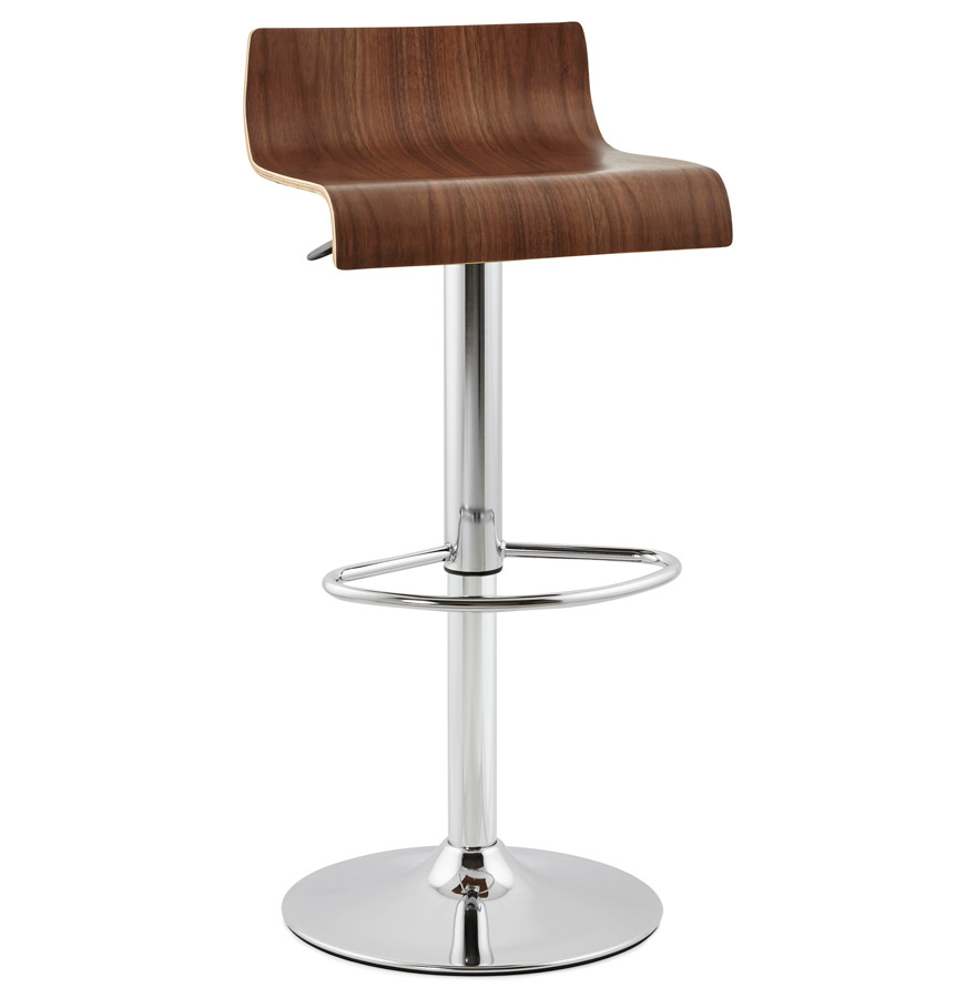kokoon design Adjustable bar stool 'AMAZONIA' in walnut finish wood