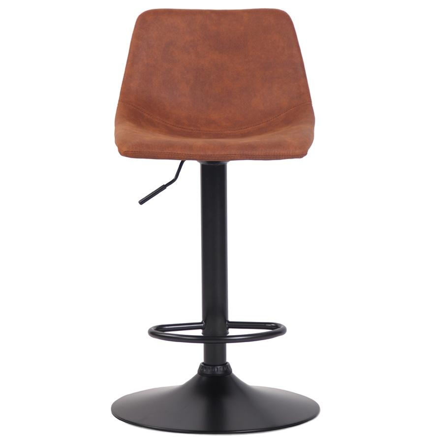 Kokoon Design Adjustable Designer Stool 'OMALET' In Brown Microfiber And Black Metal Leg