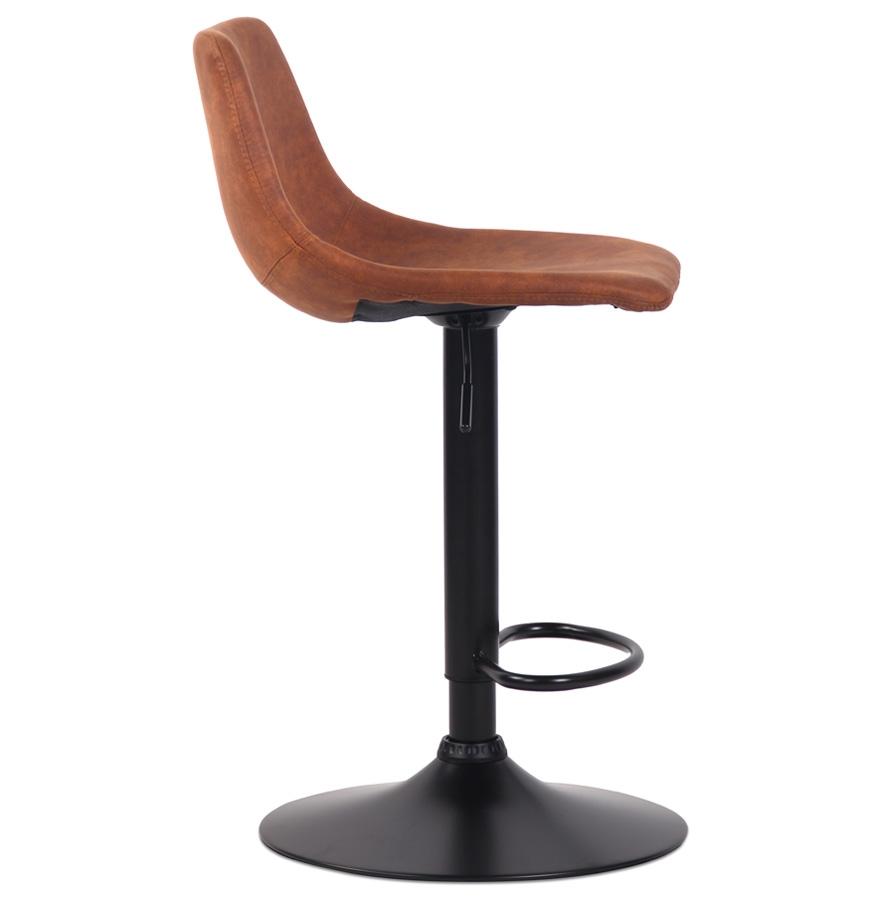 Kokoon Design Adjustable Designer Stool 'OMALET' In Brown Microfiber And Black Metal Leg