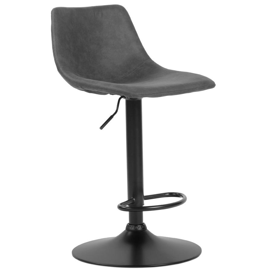 Kokoon Design Adjustable Designer Stool 'OMALET' In Dark Gray Microfiber And Black Metal Leg