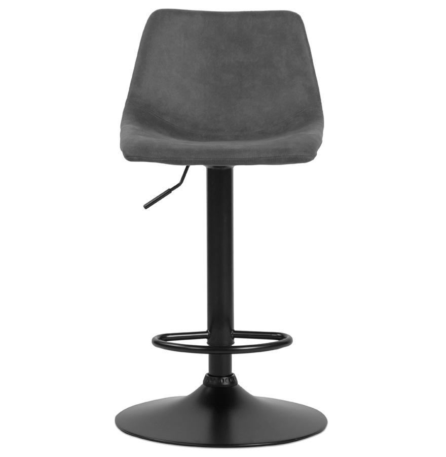 Kokoon Design Adjustable Designer Stool 'OMALET' In Dark Gray Microfiber And Black Metal Leg