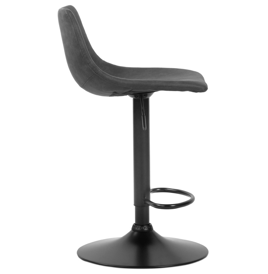 Kokoon Design Adjustable Designer Stool 'OMALET' In Dark Gray Microfiber And Black Metal Leg