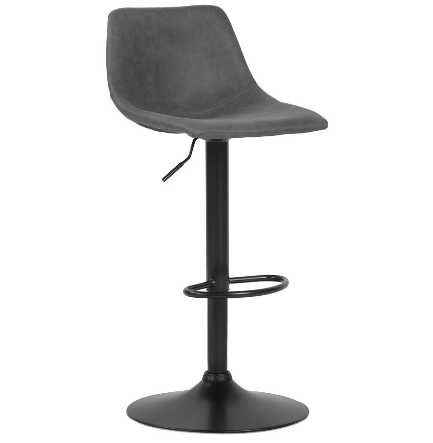 kokoon design Adjustable designer stool 'OMALET' in dark gray microfiber and black metal leg
