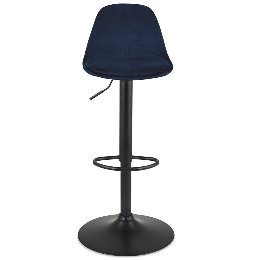 Kokoon Design Adjustable 'FINLEY' Stool In Blue Velvet And Black Metal Leg