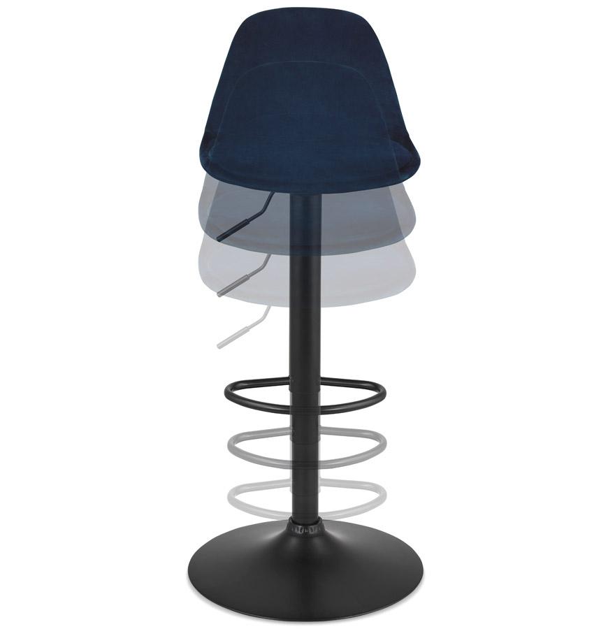 Kokoon Design Adjustable 'FINLEY' Stool In Blue Velvet And Black Metal Leg