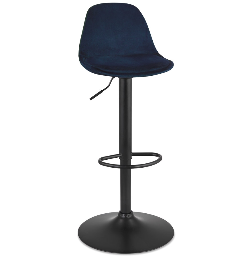 kokoon design Adjustable 'FINLEY' stool in blue velvet and black metal leg