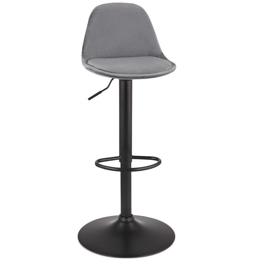 kokoon design Adjustable 'FINLEY' stool in gray velvet and black metal leg