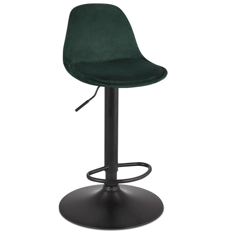 Kokoon Design Adjustable 'FINLEY' Stool In Green Velvet And Black Metal Leg