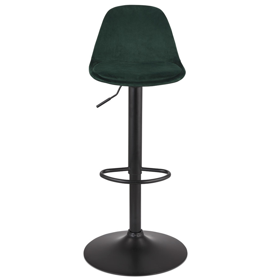 Kokoon Design Adjustable 'FINLEY' Stool In Green Velvet And Black Metal Leg