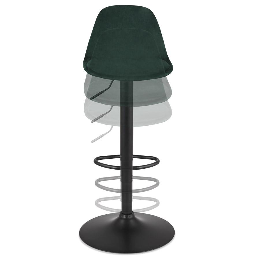 Kokoon Design Adjustable 'FINLEY' Stool In Green Velvet And Black Metal Leg