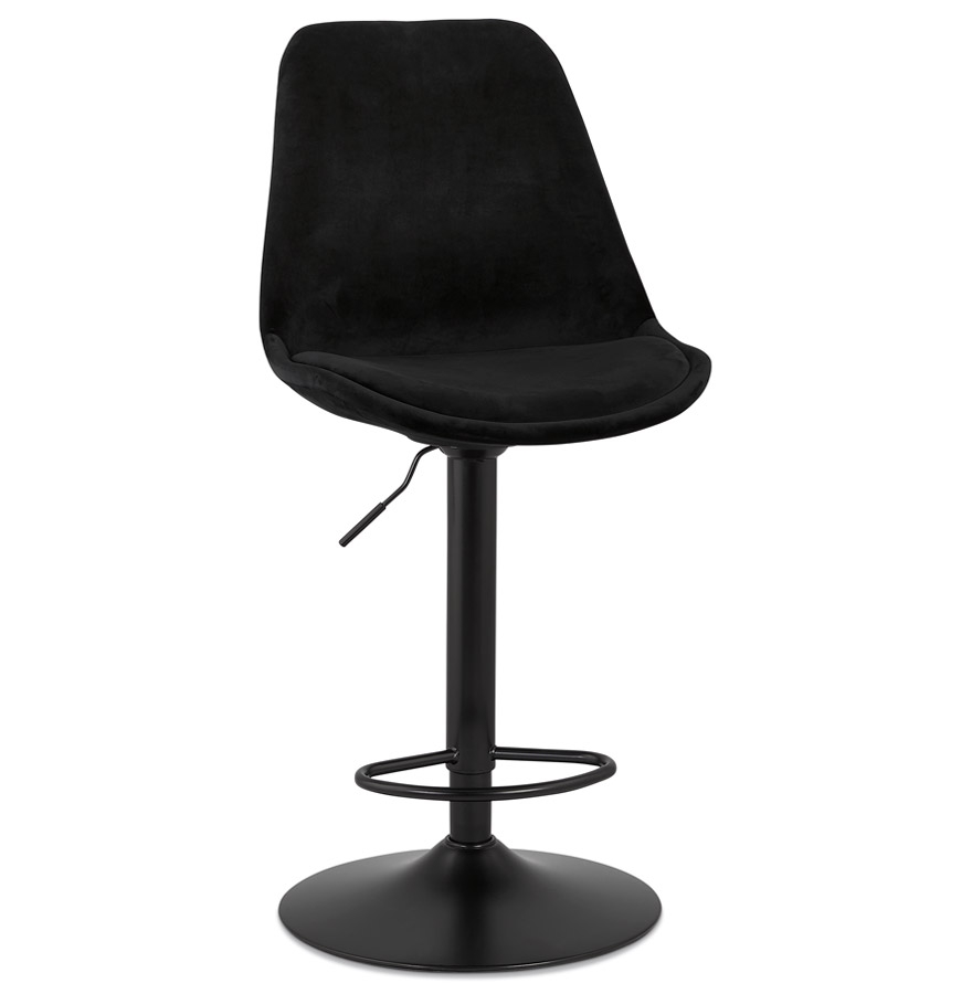 Kokoon Design Adjustable 'MIKE' Stool In Black Velvet And Black Leg