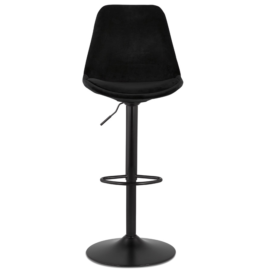 Kokoon Design Adjustable 'MIKE' Stool In Black Velvet And Black Leg