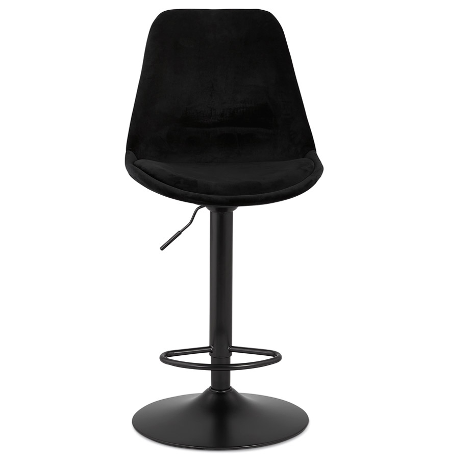 Kokoon Design Adjustable 'MIKE' Stool In Black Velvet And Black Leg
