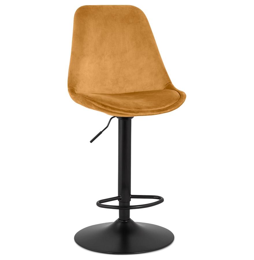 Kokoon Design Adjustable 'MIKE' Stool In Mustard Velvet And Black Leg