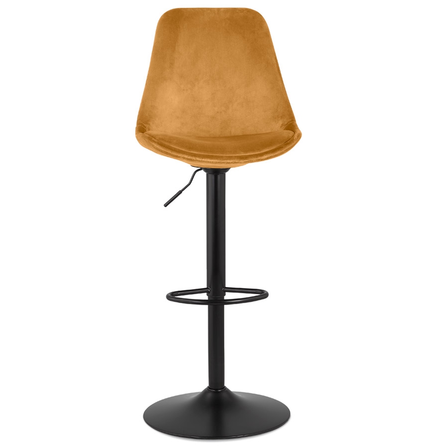Kokoon Design Adjustable 'MIKE' Stool In Mustard Velvet And Black Leg