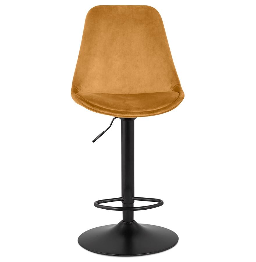 Kokoon Design Adjustable 'MIKE' Stool In Mustard Velvet And Black Leg