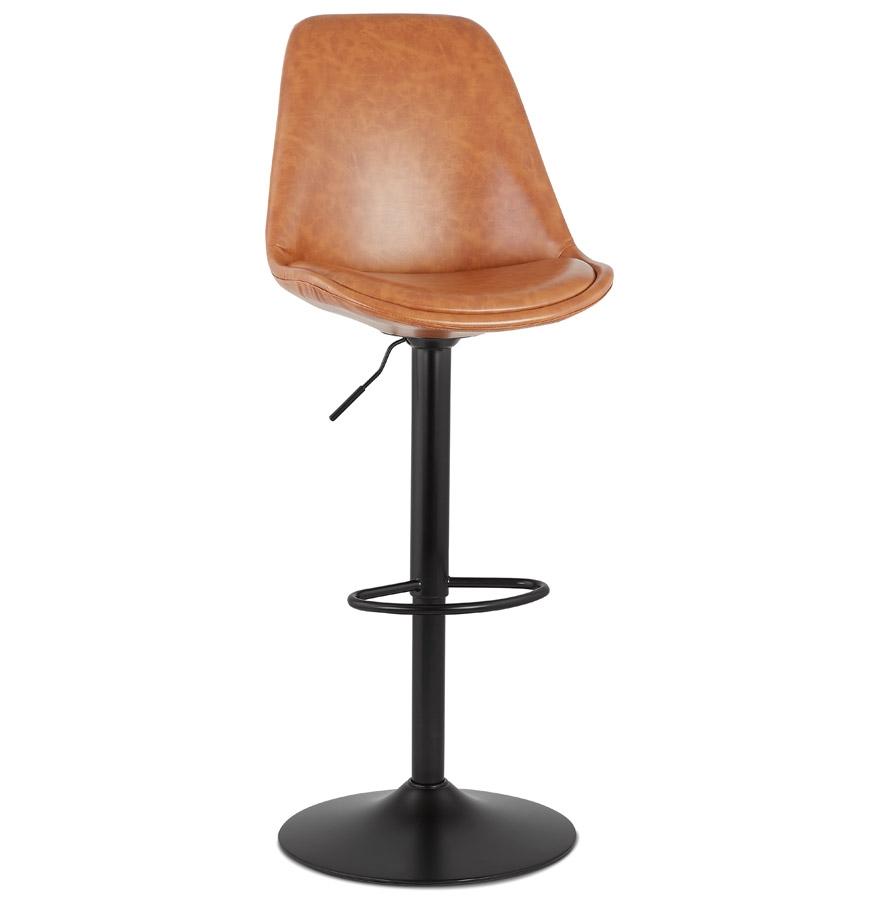 kokoon design Adjustable 'RODEO' stool in brown synthetic material and black leg