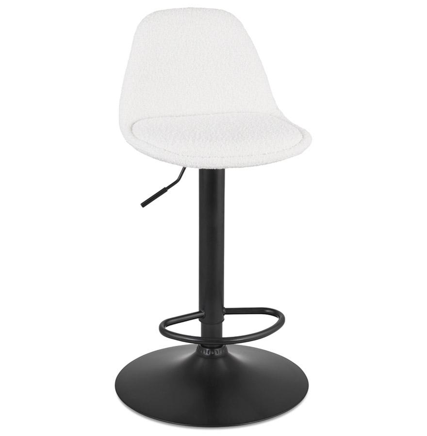 Kokoon Design Adjustable Stool 'LANCELOT' In White Loopback Fabric And Black Metal Leg
