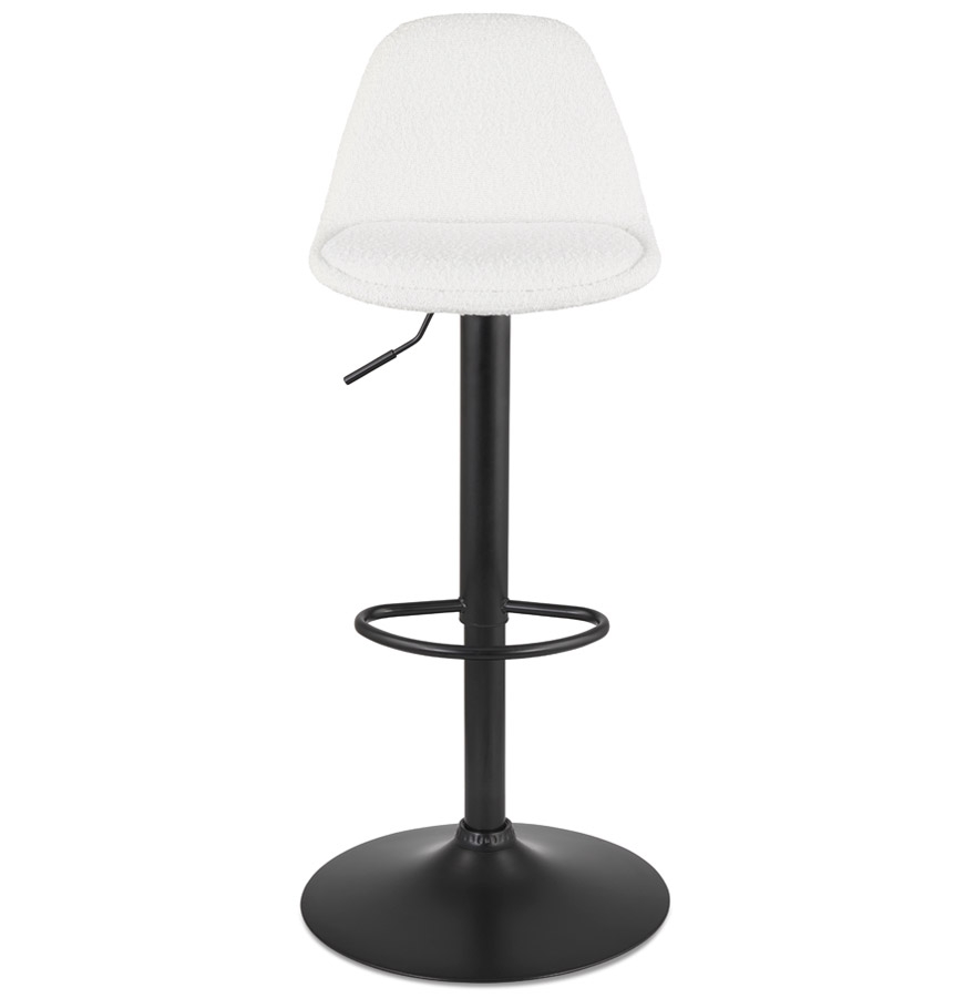 Kokoon Design Adjustable Stool 'LANCELOT' In White Loopback Fabric And Black Metal Leg