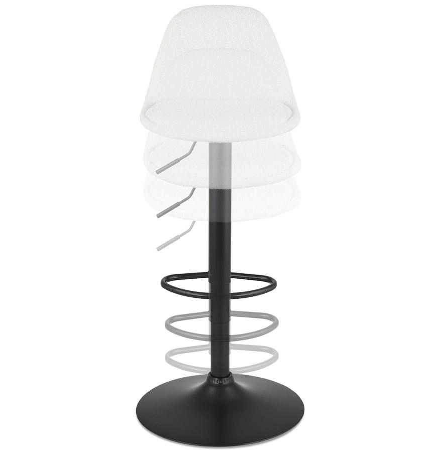 Kokoon Design Adjustable Stool 'LANCELOT' In White Loopback Fabric And Black Metal Leg