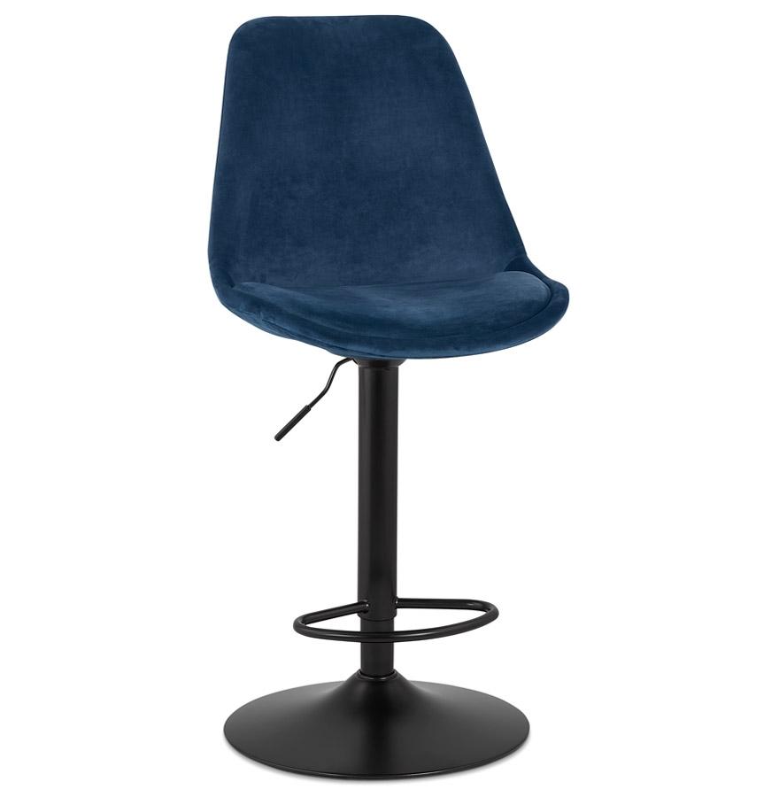 Kokoon Design Adjustable Stool 'MIKE' In Blue Velvet And Black Leg