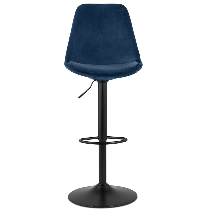 Kokoon Design Adjustable Stool 'MIKE' In Blue Velvet And Black Leg
