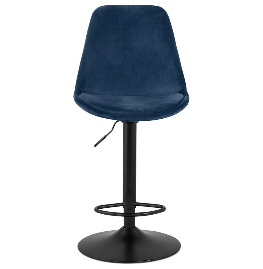 Kokoon Design Adjustable Stool 'MIKE' In Blue Velvet And Black Leg