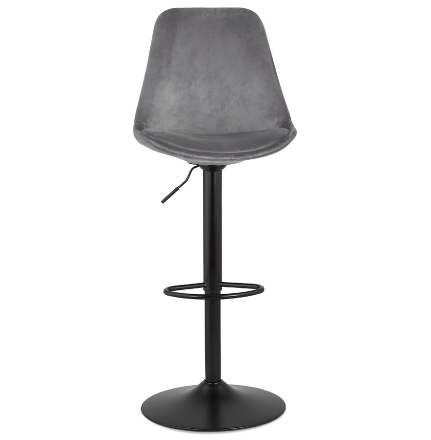 Kokoon Design Adjustable Stool 'MIKE' In Gray Velvet And Black Leg