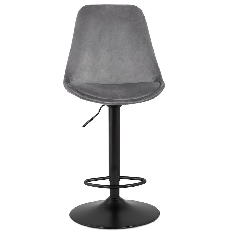 Kokoon Design Adjustable Stool 'MIKE' In Gray Velvet And Black Leg