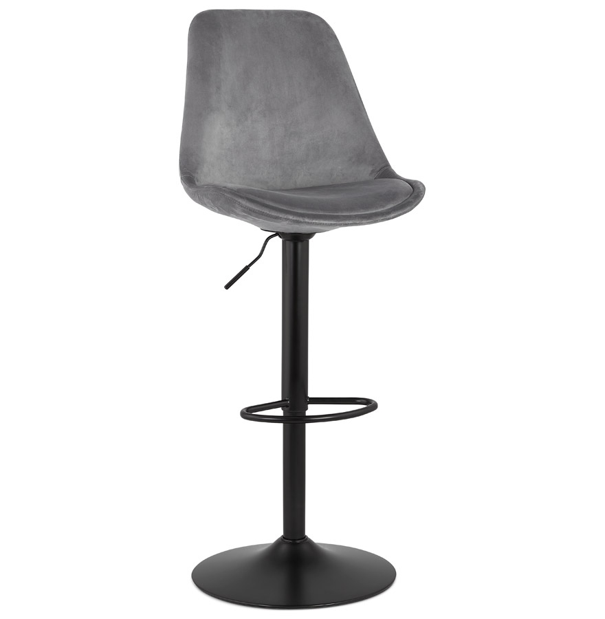 kokoon design Adjustable stool 'MIKE' in gray velvet and black leg kokoon design Adjustable stool 'MIKE' in gray velvet and black leg