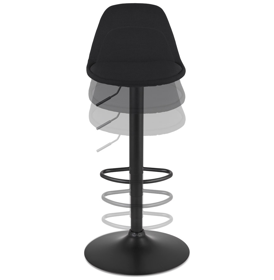 Kokoon Design Adjustable 'WALDO' Stool In Black Fabric And Black Metal Leg
