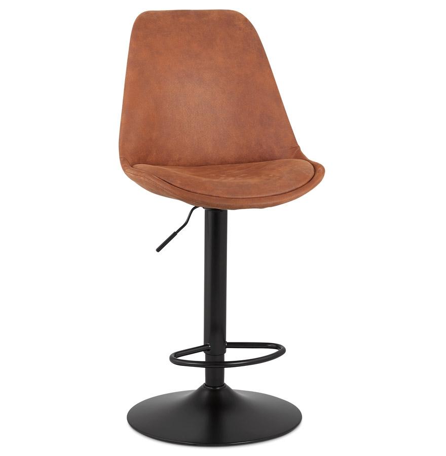 Kokoon Design Adjustable 'ZEBRA' Stool In Brown Microfiber And Black Leg