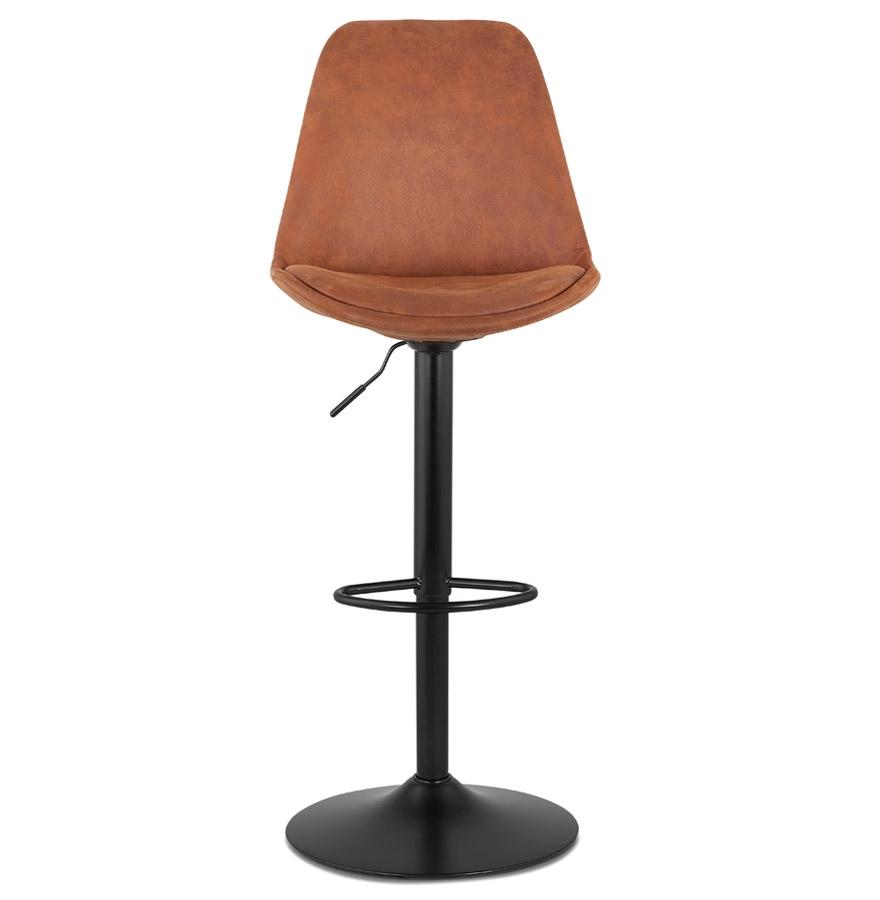 Kokoon Design Adjustable 'ZEBRA' Stool In Brown Microfiber And Black Leg