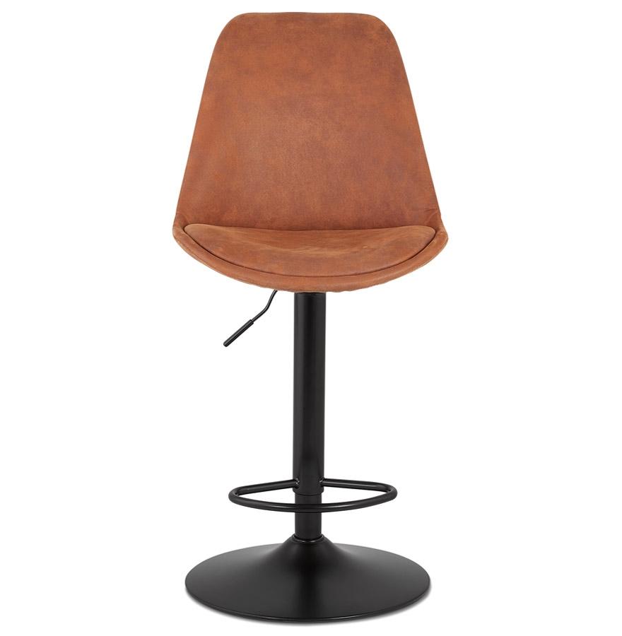 Kokoon Design Adjustable 'ZEBRA' Stool In Brown Microfiber And Black Leg