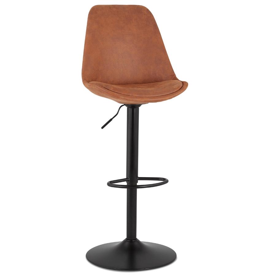 kokoon design Adjustable 'ZEBRA' stool in brown microfiber and black leg