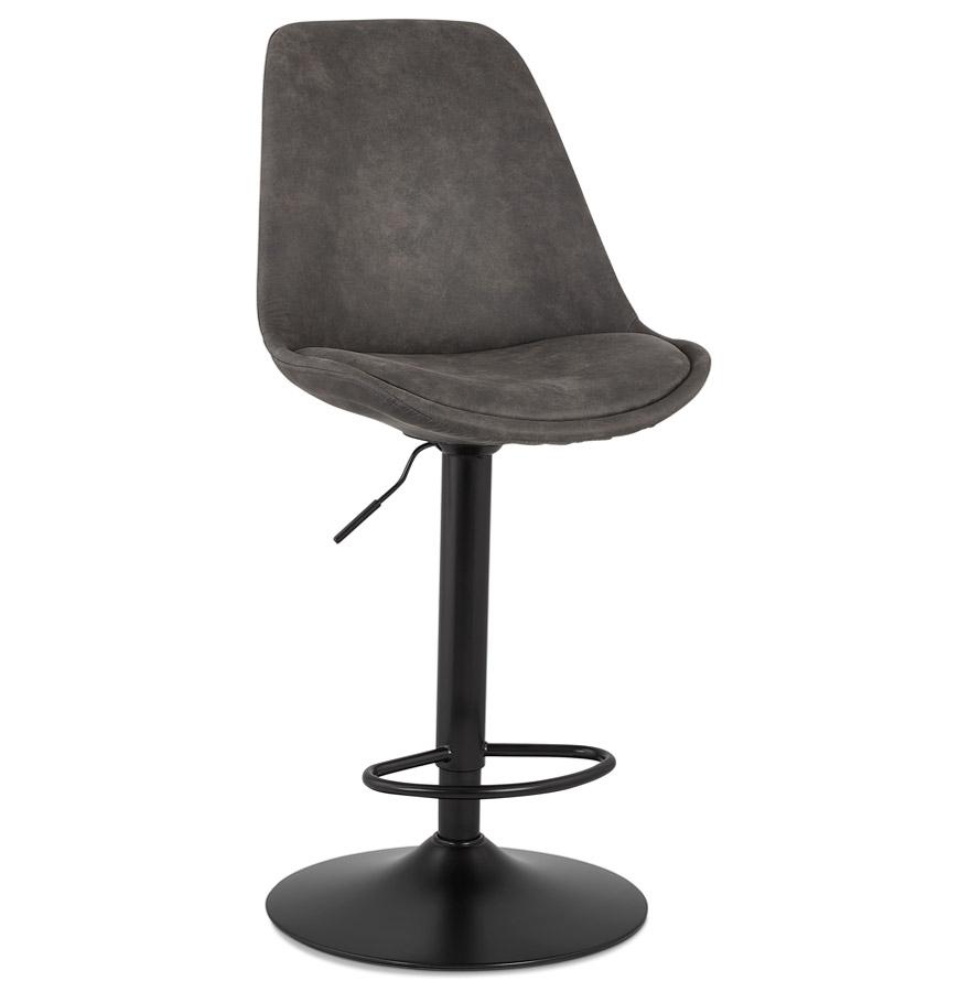 Kokoon Design Adjustable 'ZEBRA' Stool In Gray Microfiber And Black Leg
