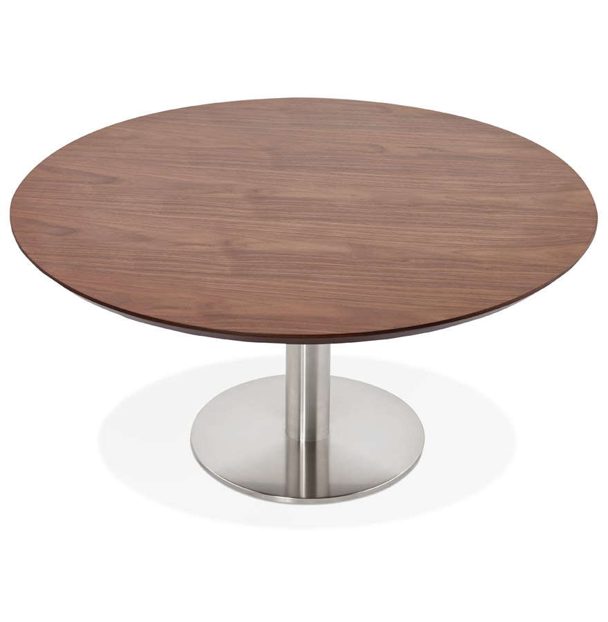 Kokoon Design AGUA Lounge Coffee Table In Walnut Finish Wood - Ø 90 Cm