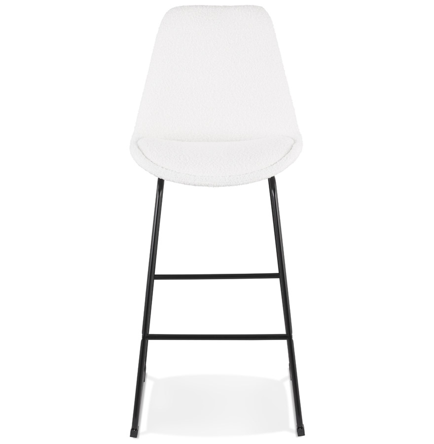 Kokoon Design ALICE' Bar Stool In White Pilled Fabric And Black Metal Sled Base